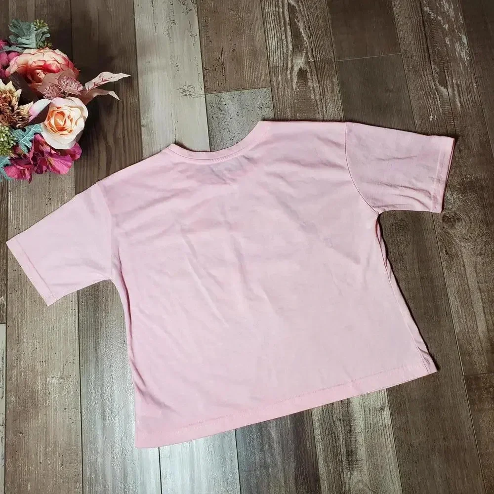 Justice Girls Pink Short Sleeve Sparkly Top Size 12/14 Large